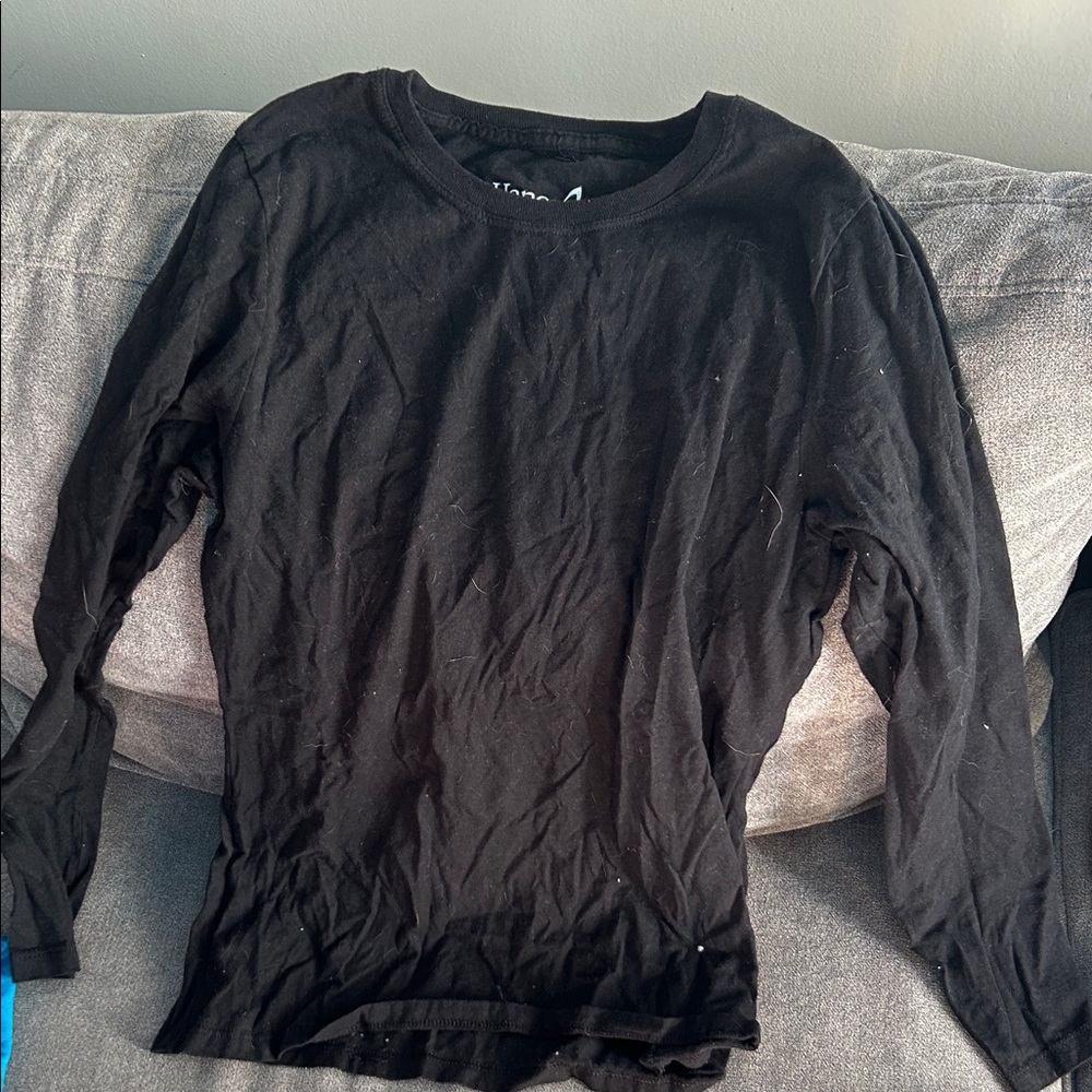 Hanes Black Long Sleeve Tee